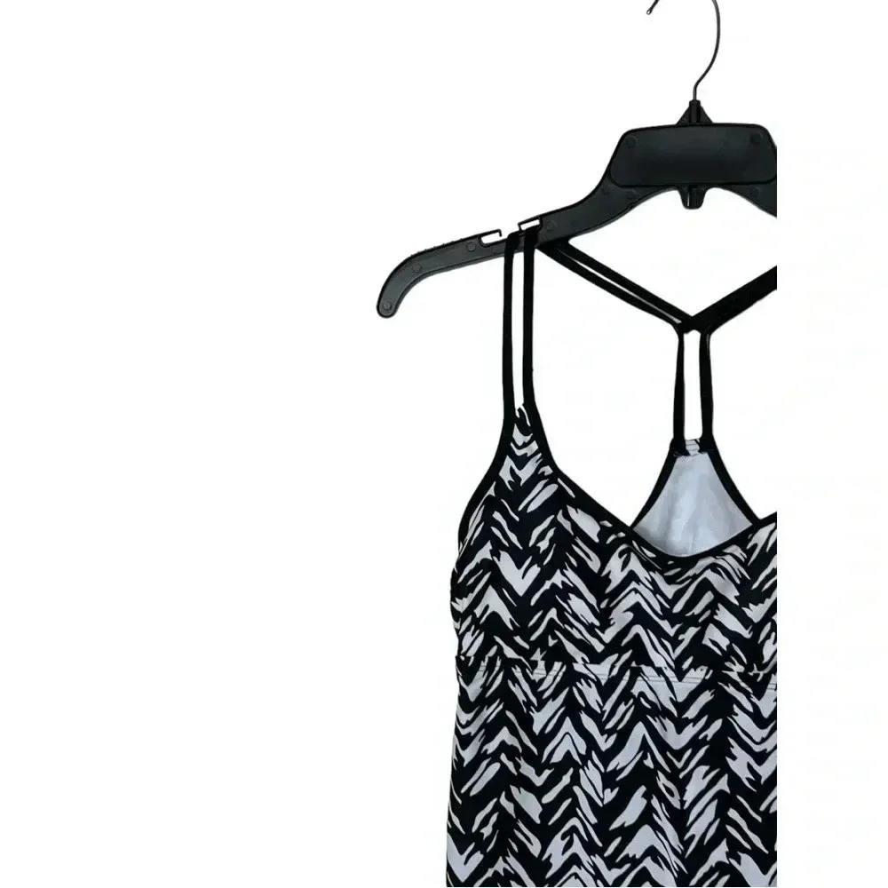 1712. KONA SOL SPAGHETTI STRAP TANKINI SWIMSUIT TOP SIZE SMALL BLACK/WHITE COLOR